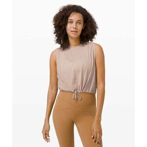 LULULEMON Adapt To You Heathered Dune Cotton Cinchable Cropped Tank Top, Size 6